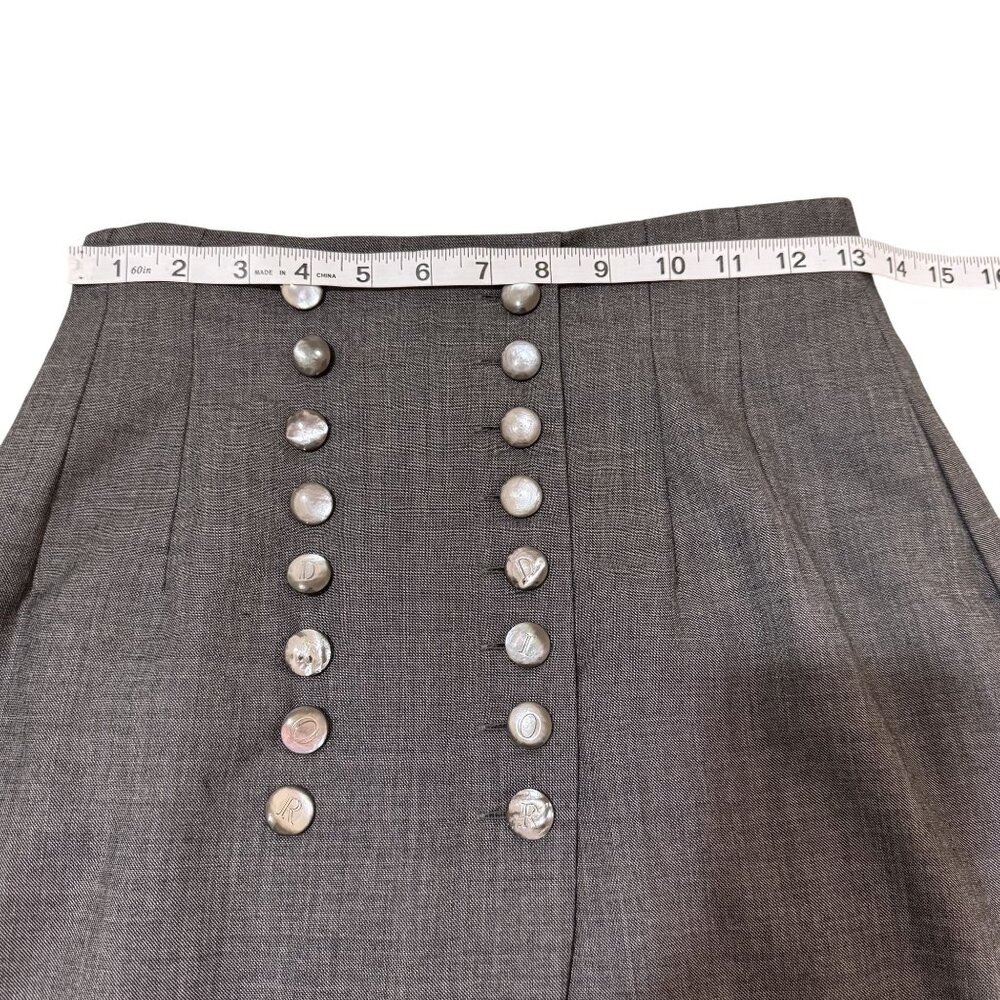 Vintage Christian Dior Womens Gray 90s Tailored Front Button Mini Skirt Size 10 - Picture 5 of 8